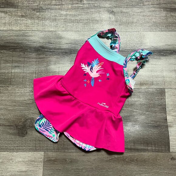 Nabaiji Sleeveless Tank Snap Bottom Swim Suit Onsie Pink Baby Girl Size 0-3 M - Picture 1 of 6